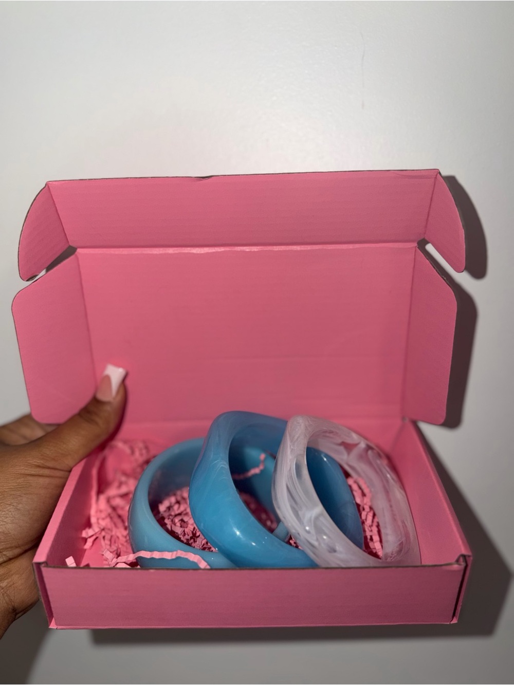 Kids Resin Bangle Bracelet Set in Blue and Clear - Unbranded